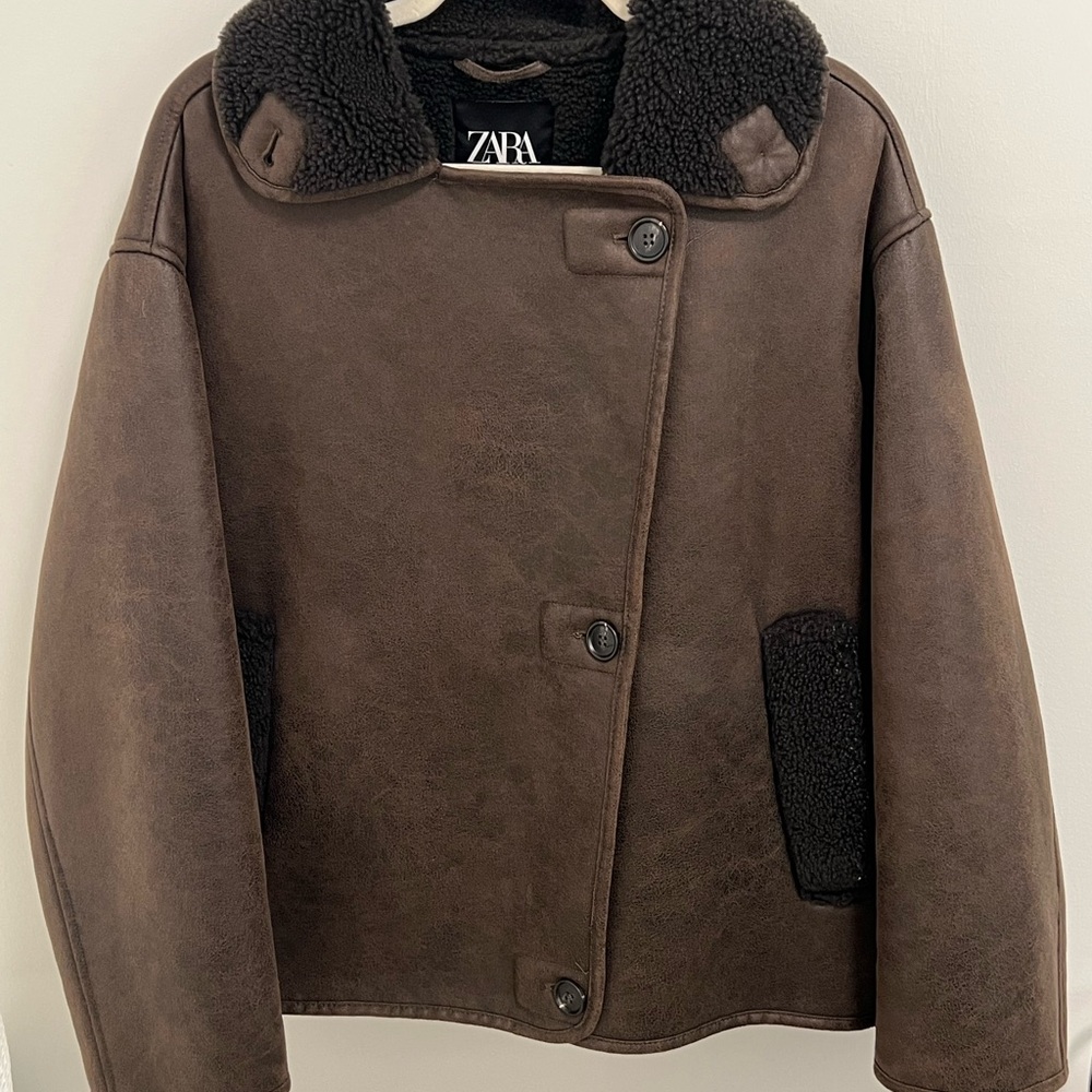 Zara Chocolate Shearling Coat